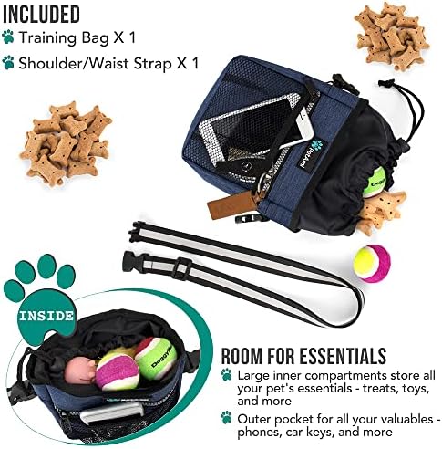 PetAmi Dog Treat Pouch, Pet Treat Pouch for Training, Dog Walking Bag Holder for Kibbles, Pet Food Toy, Dog Trainer Essentials Supplies, Poop Bag Dispenser, 3 Ways to Wear (Heather Navy) - Image 2