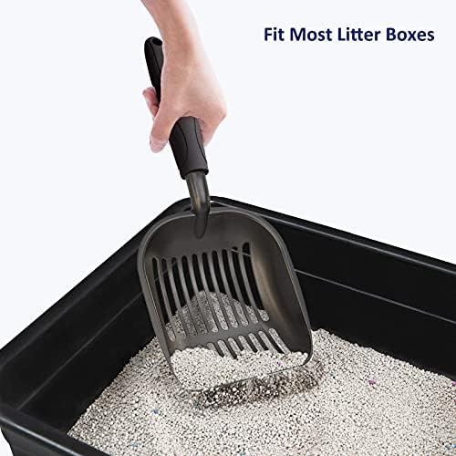 WePet Cat Litter Scoop, Non-Stick Plated Aluminum Alloy Sifter, Kitty Durable Metal Scooper, Deep Shovel, Long Handle, Kitten Pooper Lifter, Size Large, Coated Black Body with Black Handle - Image 7
