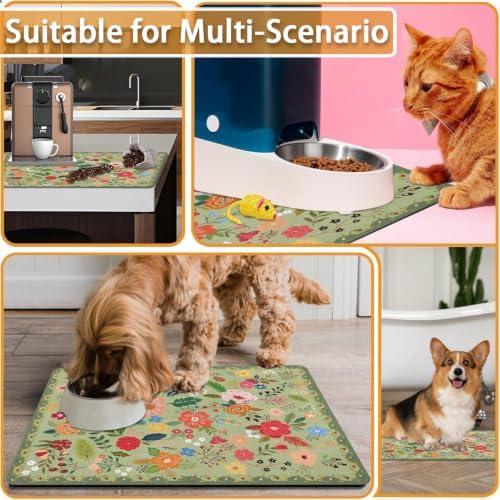 Absorbent Pet Dog Bowl Mat for Food and Water, Pet Cat Food Feeding Mat with Non Slip Rubber Backing, Dog Food Mats for Floors Waterproof, 12"x20" - Image 7