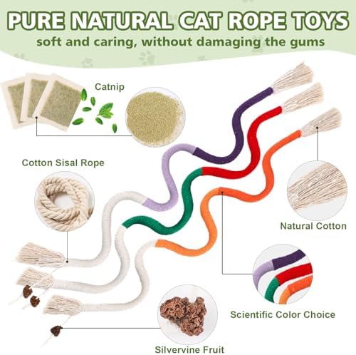 WOUSEDO 27 Pack Catnip Chew Toys for Cats, Cotton Sisal Rope Toys - Image 2