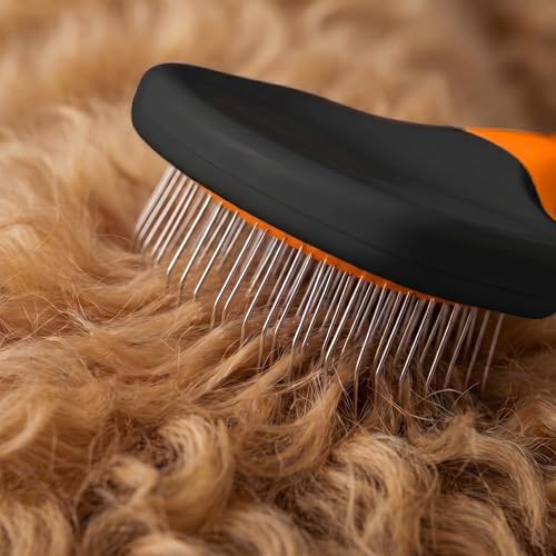 Poodle Pet Slicker Brush - For Dogs, Cats, Rabbits - Matted/Loose Fur, Knots - Suitable for Doodle/Goldendoodle Grooming and Shredding Short/Long Hair (Orange) - Image 7