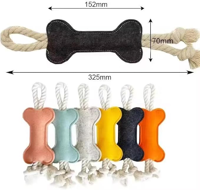 6 -Pack Count Dog Rope Toy with Bone Shape, Cotton Rope Tug Toy, Durable Chew Toy, Multiple Colors Available from