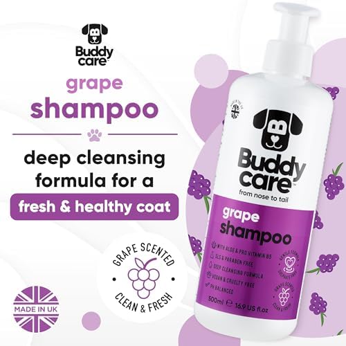 Grape Scented Puppy Shampoo by Buddycare | For Smelly Dogs from 8 Weeks | Aloe Vera & Pro Vitamin B5 (16.90oz) - Image 2