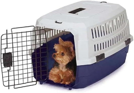 Airline Approved Pet Travel Crate Heavy Duty Plastic Blue Grey Secure Dog Cage Kennel Cab Contain Your Pet Safely (X-Small)