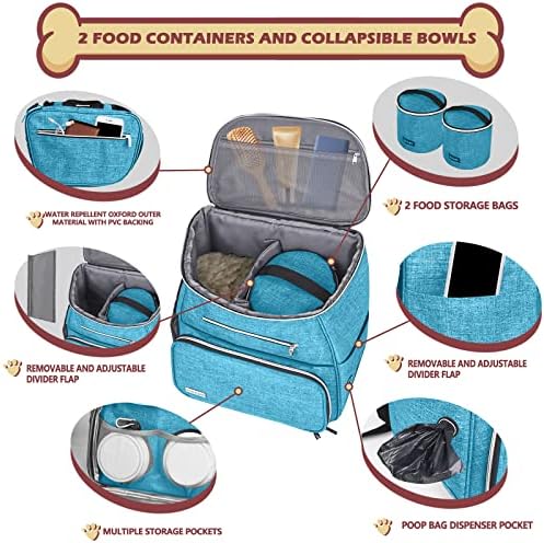BAGLHER 丨Dog Travel Bag Backpack, Airline Approved Pet Supplies Backpack, Dog Travel Backpack with 2 Silicone Collapsible Bowls and 2 Food Baskets Sky Blue - Image 2
