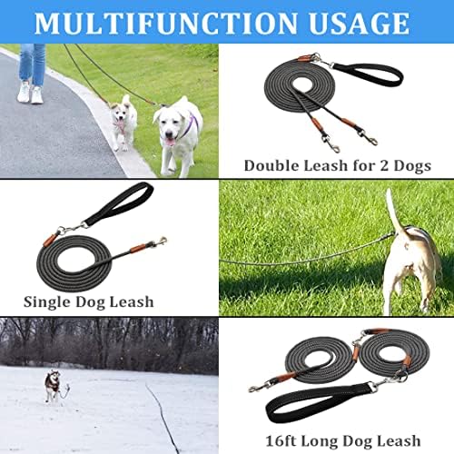 8 FT Double Dog Leash, 1/4" Rope Dual Lead, 2 Way Dog Leash - Image 7