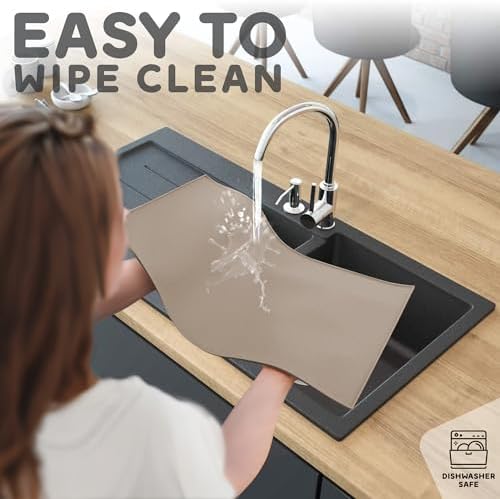 Dog Food Mat - 24x15 Raised Edges Dogs Mat for Food and Water Prevent Spill, Waterproof Cat Food Mats Protect Floors, Easy Clean Dog Bowl Mats for Food and Water, Silicone Pet Feeding Placemats - Image 7