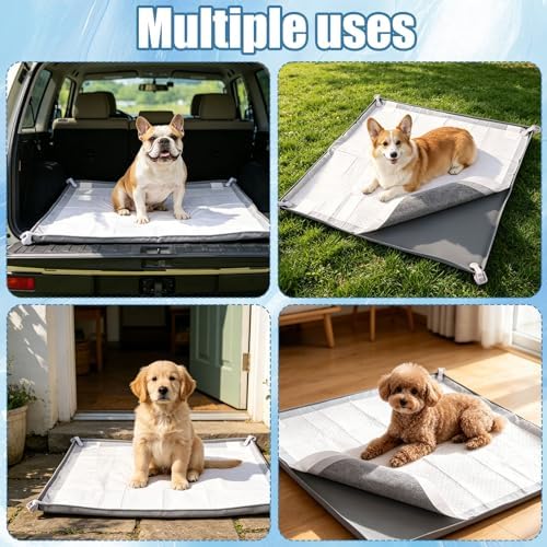 Penitue Silicone Dog Pee Pad Holder Fits Up to 24x24 Inch Pee Pads, Leak-Proof Raised Edges Puppy Potty Tray with 4 Fixing Clips Square Non-Slip Dog Pet Potty Training Mat for Floor Protection (Grey) - Image 7