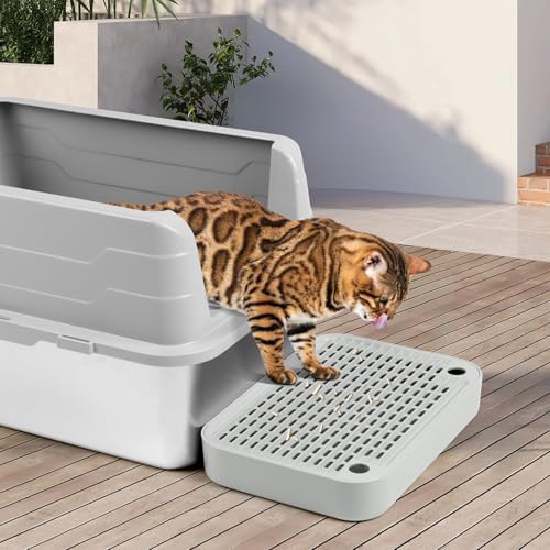 Cat Litter Box Step with Filter Function, Non-Slip Cat Step, Light Grey - Image 7