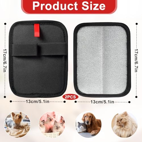 2 Pcs Pet Hair Removal Glovem, Electrostatic Cats and Dogs Pet Hair Removal Tool, Reusable Quick De-Shedding Gloves for Couch, Clothing, Carpet, Furniture, Car Seats - Image 2
