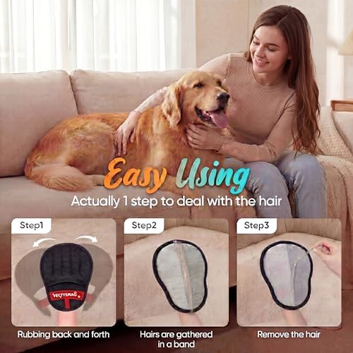 Pet Hair Removal Glove for Cats & Dogs,Upgraded Five-Finger Electrostatic Pet Hair Remover Glove,Reusable Magic Brush Pet Hair Remover Tool for Couch,Furniture,Car Seat,Carpet,Laundry(1pcs Black) - Image 2