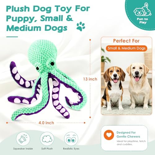 Fuufome Octopus Squeaky Dog Toys for Puppy, Small and Medium Large Breed - Image 2