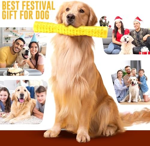 LOYEE Dog Squeaky Toys Interactive Dog Toys for Aggressive Chewers Tough Rubber Chew Toys for Medium/Large Breed, Indestructible Puppy Chew Toys for Teething (Yellow) - Image 7