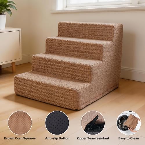 PAWISE 4-Step Dog Stairs, Breathable Mesh Non-Slip Pet Steps for High Beds - Image 2