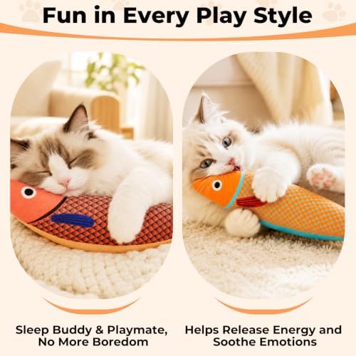 3 Pack Catnip Saury Fish Toys, Cat & Kitten Chew Kicker Interactive Crinkle Toys for Bored Indoor Adult Cats & Kitten, Cat Gifts Teething Toys Soft and Durable for All Breeds - Image 7