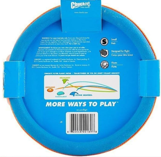 Chuckit! Paraflight Flying Disc Dog Toy - Water Floating Flyer - Durable Nylon Construction with Soft Rubber Edges - for Small and Medium Dogs - Size Small - 6.75" L x 6.75" W (Pack of 2) - Image 2