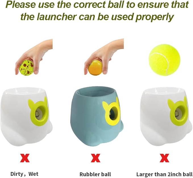 BESTHLS Automatic Dog Ball Launcher & 22pcs 2inch Tennis/Rubber Ball for Small Medium Dogs Fetching Distance 10-30ft (Purple)