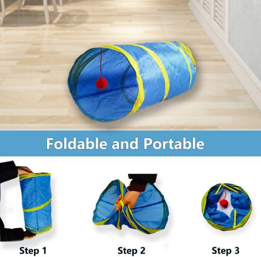 Cat Tunnel Tube Toys,Tunnels for Indoor Cats, 2 Way Collapsible Interactive Toy with Balls for Rabbits, Kittens, Ferrets, Puppy - Image 2