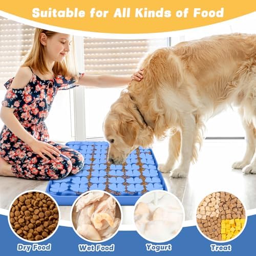 Silicone Snuffle Mat for Dogs 23.6"x 15.7" Large Slow Feeder Mat, Blue - Image 7