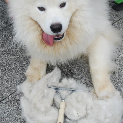 Undercoat Rake for Dogs, Grooming Rakes Brushes for Shedding Long Hair Coats Husky, German Shepherd, Golden Retriever, Long Tooth Removes Loose Hair Tangles - Image 2