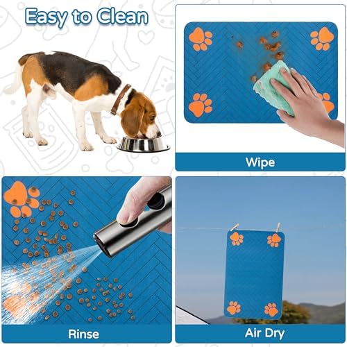 Dog Cat Food Mat, Absorbent Pet Feeding Mat for Food and Water Bowl - Image 7