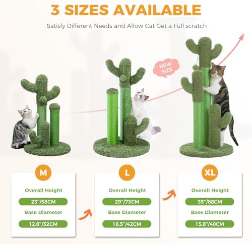 PAWZ Road 35” Cat Scratching Post Cactus Cat Scratcher with Toy Ball - Image 2