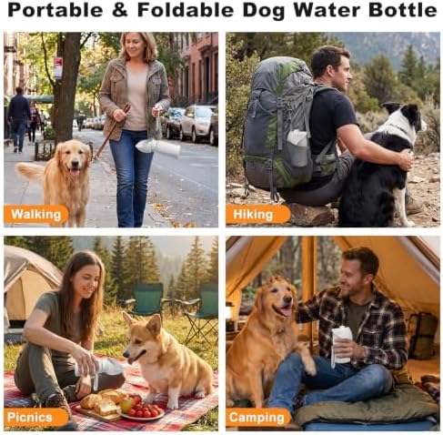 Dog Water Bottle, Silicone Foldable Pet Water Bottle, 550ml (18.6oz), Grey - Image 7