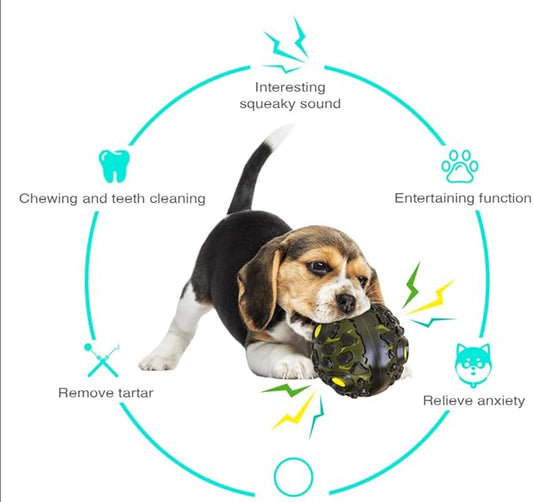 CYBERNOVA Interactive Dog Toys,Dog chew Ball, Fun Squeaky Sound Ball for Small Medium Large Breeds (Black+Yellow)