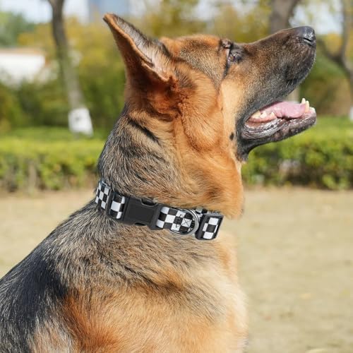 Dog Collar Adjustable Puppy Collar for Small Medium Large Dogs, Nylon Safety Collars with Leopard Print Night Visibility, Plaid L - Image 2