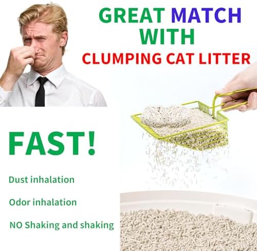 DHXYZZB Cat Litter Scoop, Metal Cat Litter Scooper Kitty Poop Scooper Stand for Litter Box, Fast Sifting Non-Stick Large Cat Poop Sifting cat Scooper - Image 2