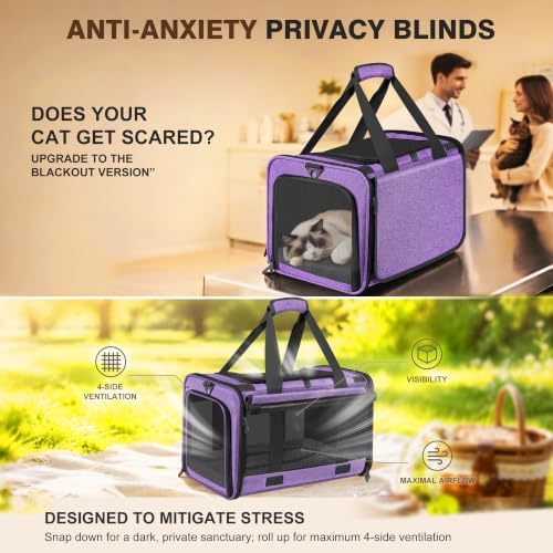 Soft Sided Cat Carrier for Anxious Pets with Privacy Roller Blinds - Image 2