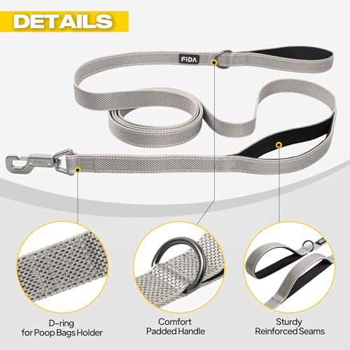 Fida 10 FT Heavy Duty Dog Leash, Dual Padded Handles for Medium Large Dogs - Image 6