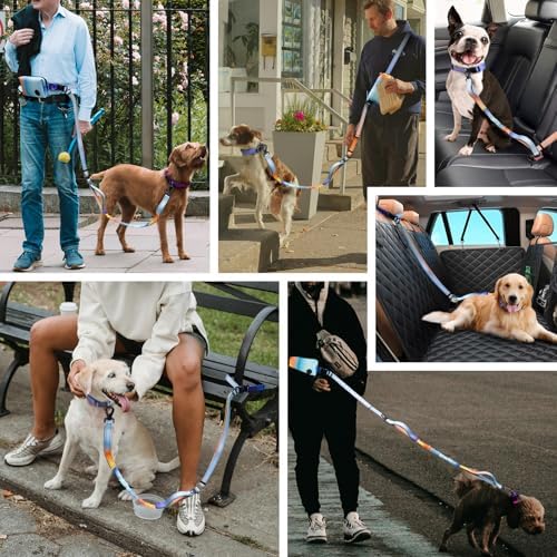 Roses&Poetry Hands Free Dog Leash with Zipper Pouch, 6-9ft Bungee Waist Leash for Medium Large Dogs Walking, Running Lead with Dual Padded Handles Car Safety Buckle for Training Jogging - Image 7