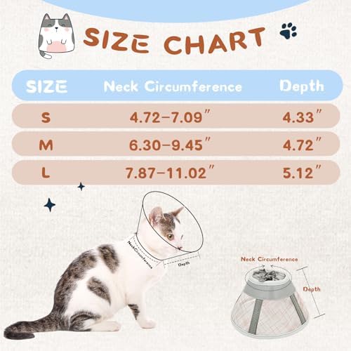 Supet Cat Cone Collar Soft, Air Mesh Recovery Collar to Stop Licking, Breathable Neck Cone Alternative, Lightweight Cat Head Cone Anti Scratch (Orange,M) - Image 7