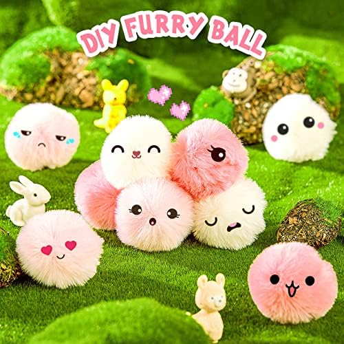 Weewooday 12 Pcs Large Fuzzy Cat Pom Pom Balls Plush Toys, Pink, White - Image 7