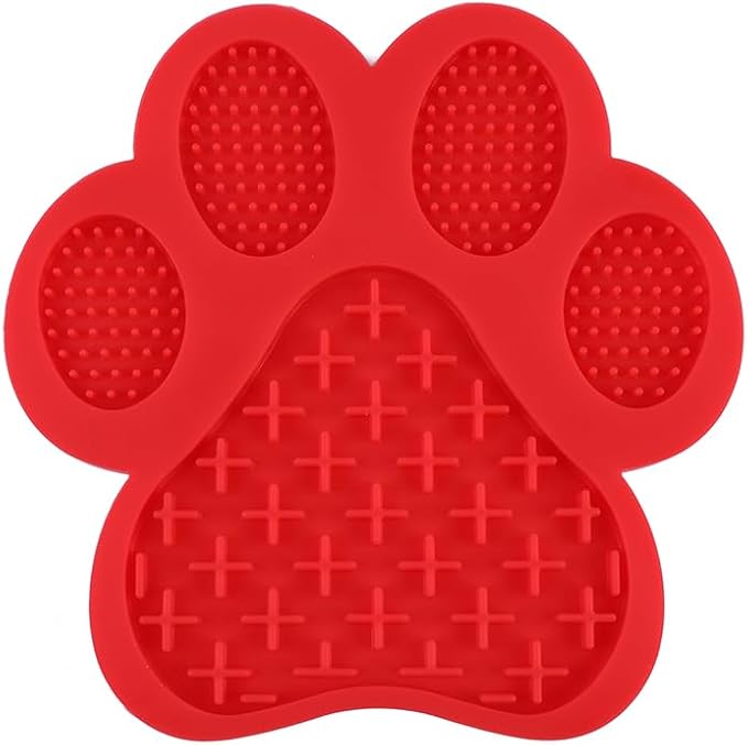 Paws Licking Mats for Feeding Dog Lick Mat Dogs and Cats (Red)