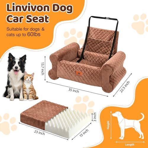 Dog Car Seat for Medium/Large Dogs up to 60LBS Memory Foam Dog Booster Seat - Image 2