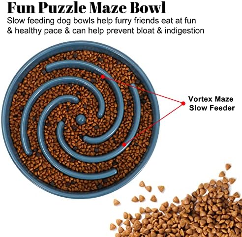 Blue Slow Feeder Maze Puzzle Bowl - Large Dog Non Slip Food Feeding Dishes for Medium Dogs, Interactive, Bloat Stop, Choking Prevention, Healthy - Image 2