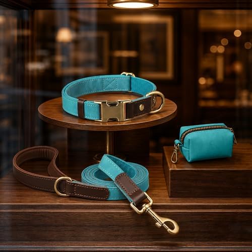 Didog PU Leather Dog Poop Bag Holder, Easy-Pull with Metal Clip, Light Blue - Image 6