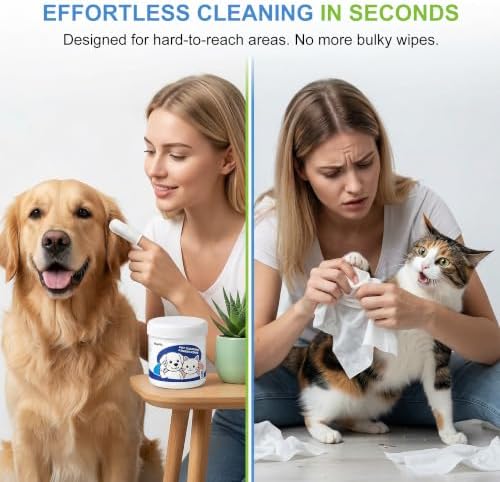 Vet-Recommended Dog & Cat Finger Wipes, Coconut Scent 60 Count, Gentle - Image 2