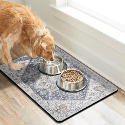 Dog Food Mats for Floors Absorbent, Pet Cat Food Mat - Non Slip Dog Bowl Mats for Food and Water, Eco-Friendly Boho Dog Placemats Feeding Mat Pet Supplies - Image 2