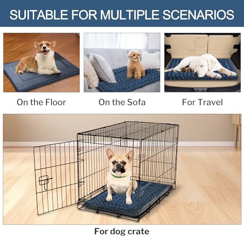 Dog Crate Pad Washable Cat Dog Pet Bed for Crate kennel Large Mat 36in Blue - Image 2