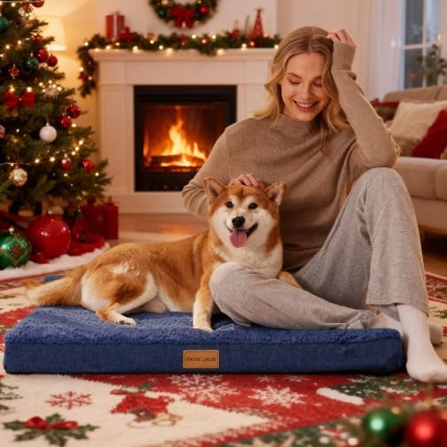 Patas Lague Orthopedic Large Dog Bed Pet Sofa Mat 42''X28'' Navy Blue - Image 2