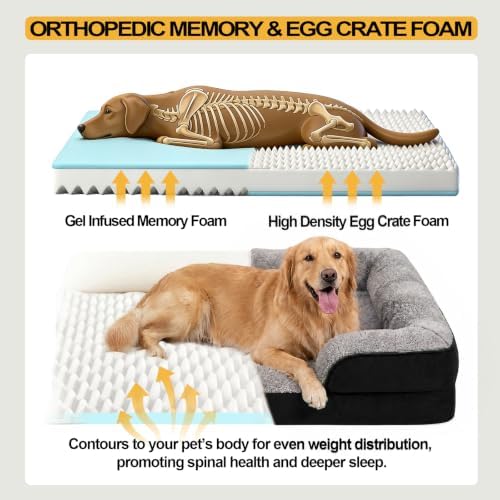 Orthopedic Dog Beds Large Sized Dog, Memory Foam Dog Bed Couch, 36"L - Image 2