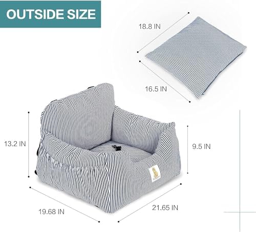 Dog Car Seat for Small Dogs,Fully Detachable and Washable Puppy Dog Booster Seats with Storage Pockets and Clip-On Safety Leash,Non-Slip Base Dog Bed Dual-use for Car and Home (Blue) - Image 2