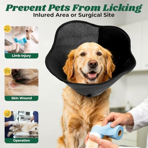 Soft Dog Cone Collar,Adjustable Elizabethan Anti-Lick Pet Recovery Collar - Image 2