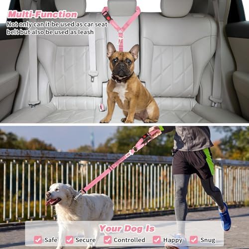BWOGUE 2 Pack Dog Seat Belt for Car, Elastic Bungee Buffer Safety Seat Belt - Image 7