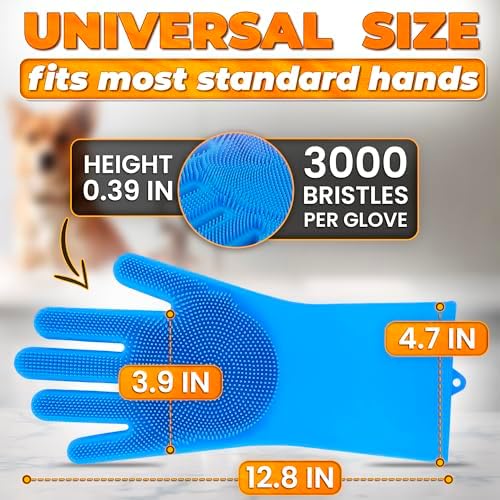 2-in-1 Cat and Dog Washing Gloves with 3000 Soft Bristles (Blue) - Image 2