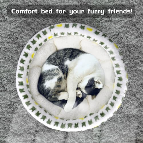 AIWIKIDE Super Soft Small Dog & Cat Bed, Anti-Anxiety Puppy Cuddler, Cozy Round Fluffy Plush Pet Bed, Machine Washable Faux Fur Donut Cuddler - Image 2