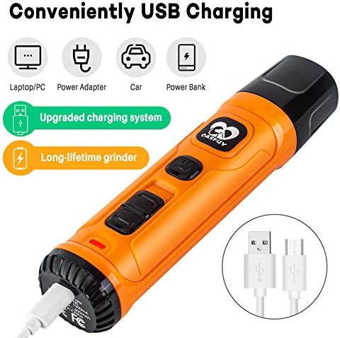 Casfuy Dog Nail Grinder with 2 LED Light - New Version 2-Speed Powerful Electric Pet Nail Trimmer Professional Quiet Painless Paws Grooming & Smoothing for Small Medium Large Dogs and Cats (Orange) - Image 7